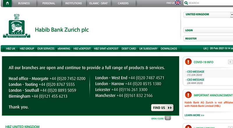 General informations - Habib Bank Zurich